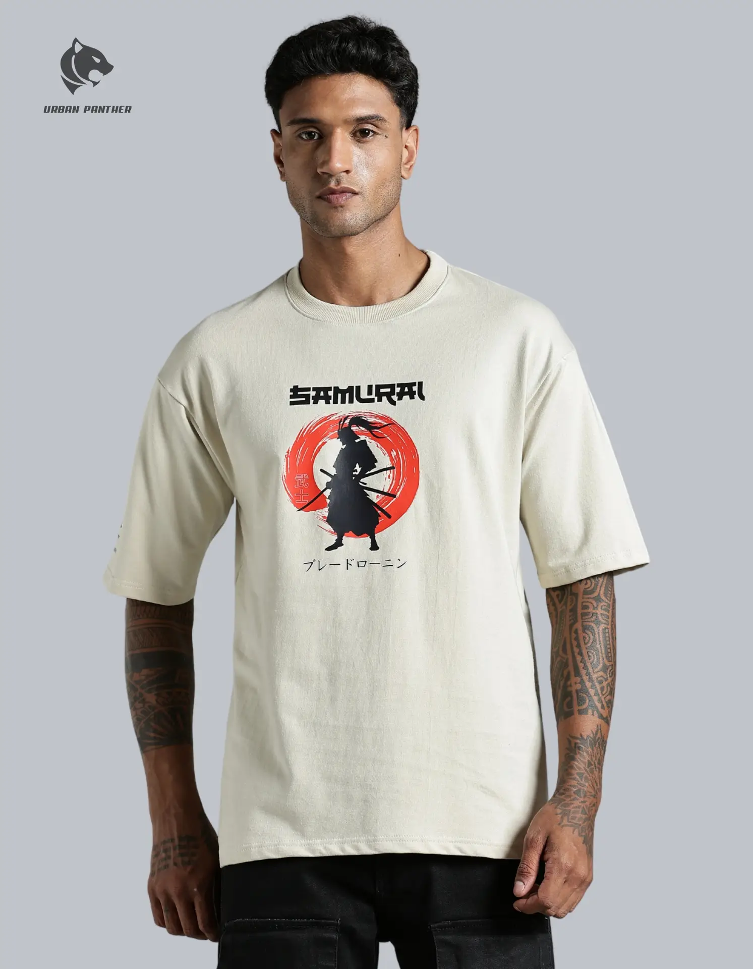 Urban Panther Men’s Oversized T-Shirt – Samurai Graphic Design