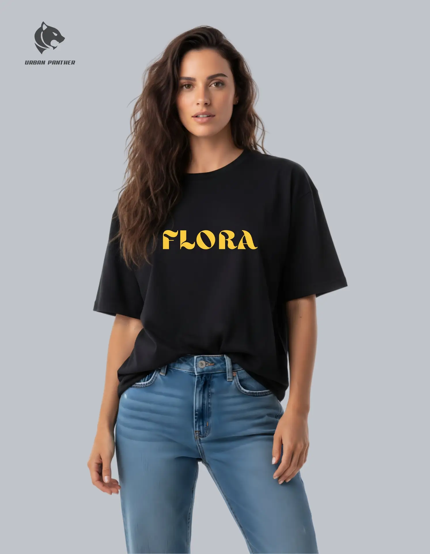 Urban Panther Women’s Oversized T-Shirt – Flora Design, 100% Pure Cotton