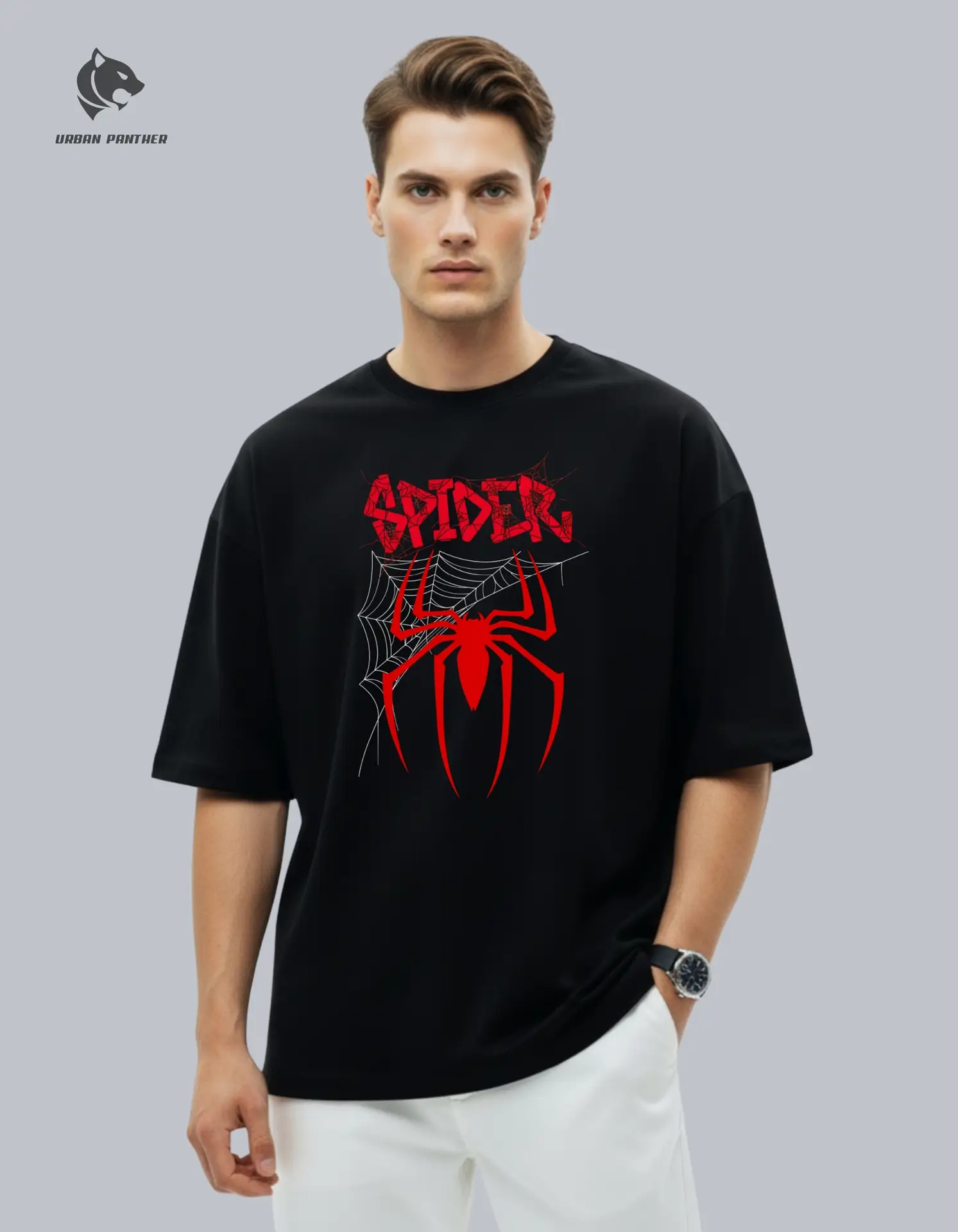 Urban Panther Men’s Oversized T-Shirt – Spider Graphic Design