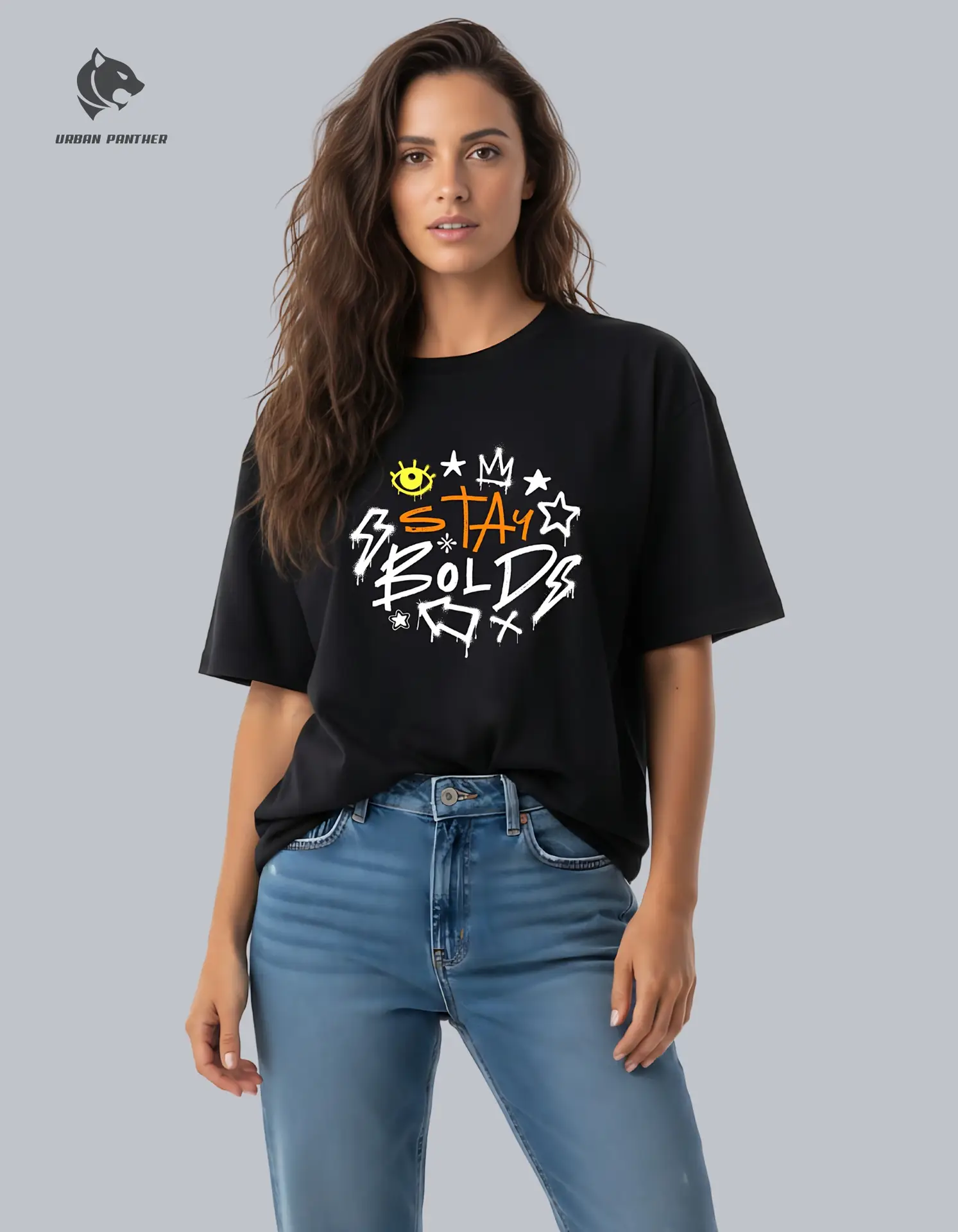 Urban Panther Women’s Oversized T-Shirt – Stay Bold Typography Design