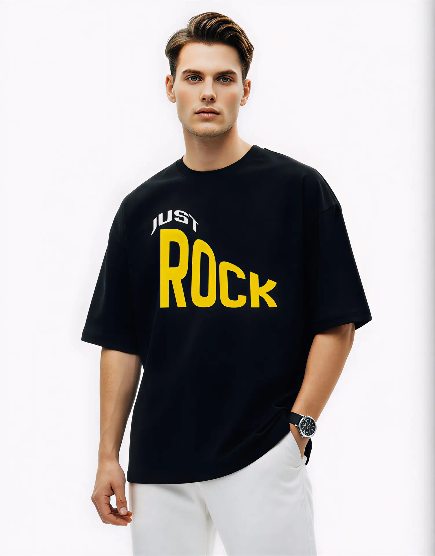 Urban Panther Men’s Oversized T-Shirt – Just Rock Typography Design